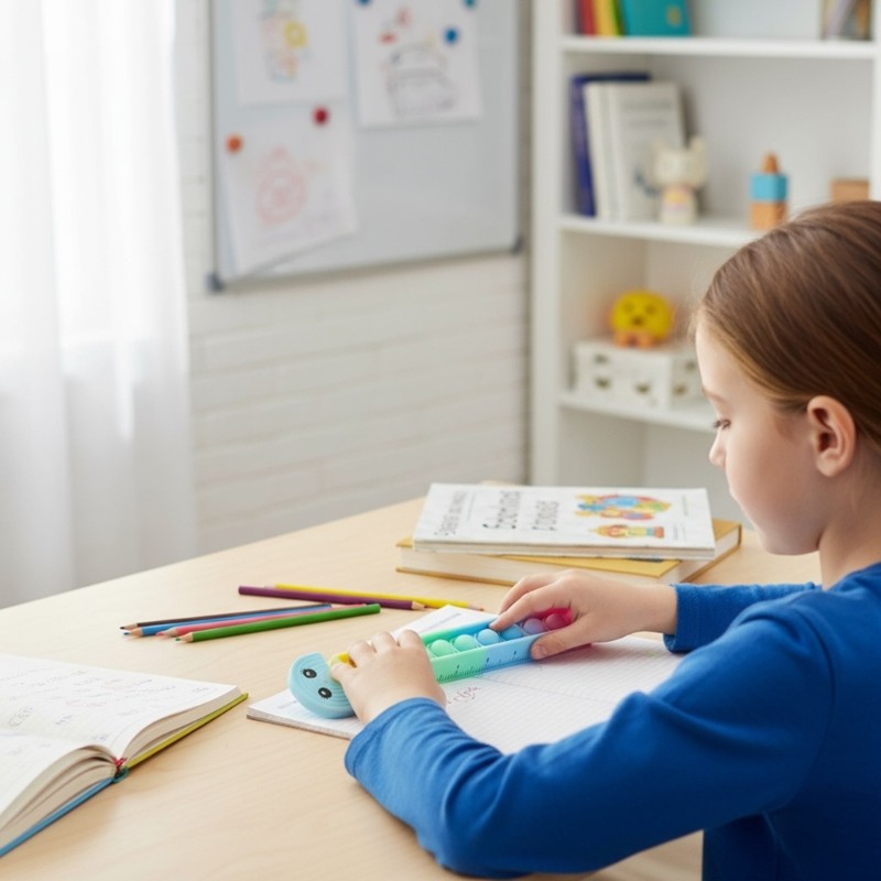 Squeeze Activated Double Scale Ruler Soft Silicone Learning Instrument for