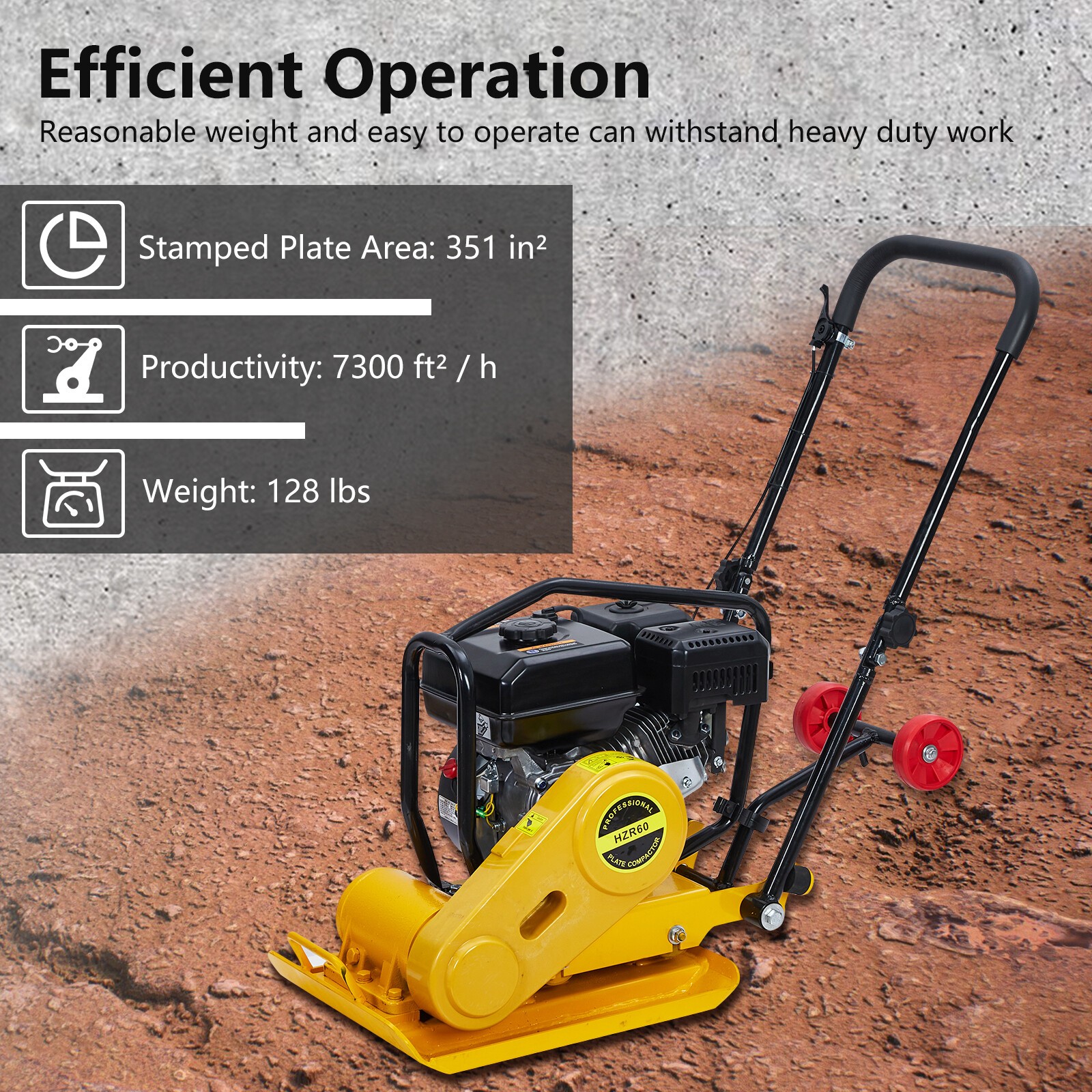 7.0HP Walk-Behind Vibratory Plate Compactor soil Dirt Rammer 212cc Gas Engine