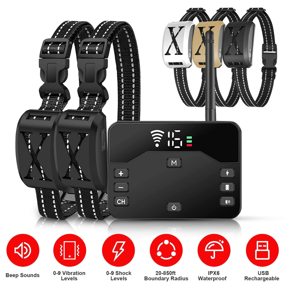 Wireless Electric Dog Fence Containment System Transmitter Training Collar Shock