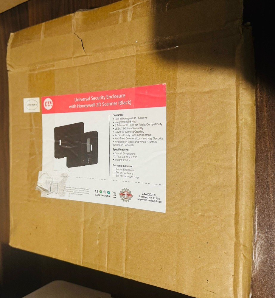 CTA Universal Security Enclosure + Honeywell Barcode 2D Scanner for iPad Tablet