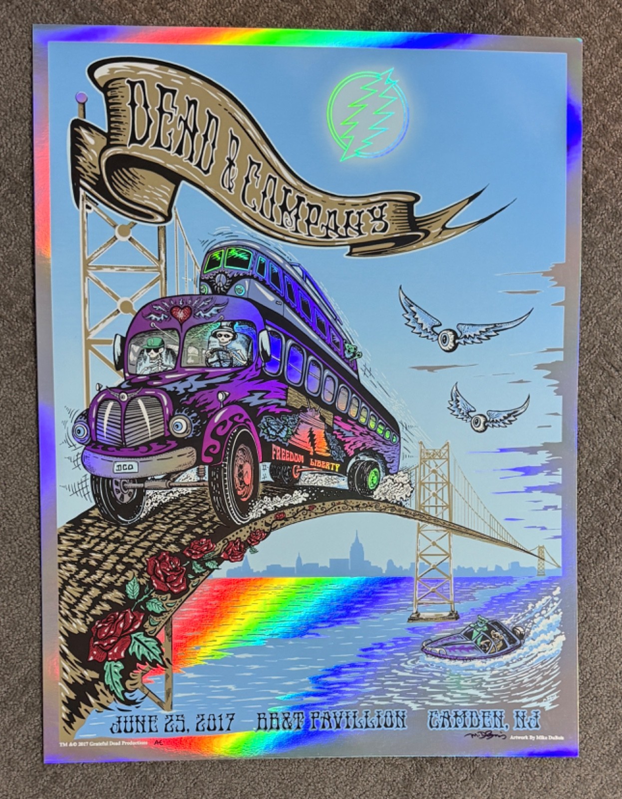DEAD & COMPANY CAMDEN NJ 2017 ORIG SILKSCREEN CONCERT POSTER DUBOIS FOIL