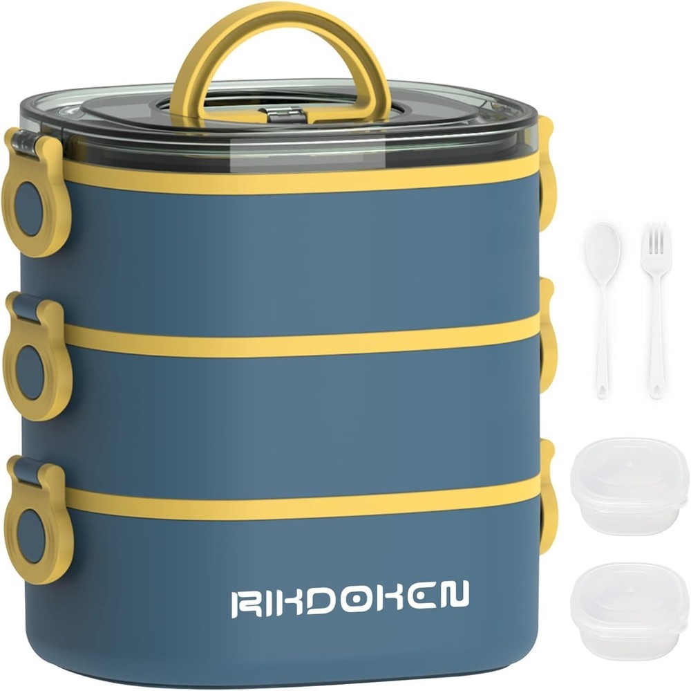 Lunch Box Stackable 3 Layers Containers Portable 94OZ Large Capacity Leakproof