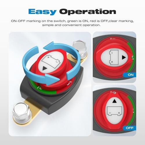 Battery Disconnect Switch, Malictele On/Off Side Post On-Off-275A-Side Post