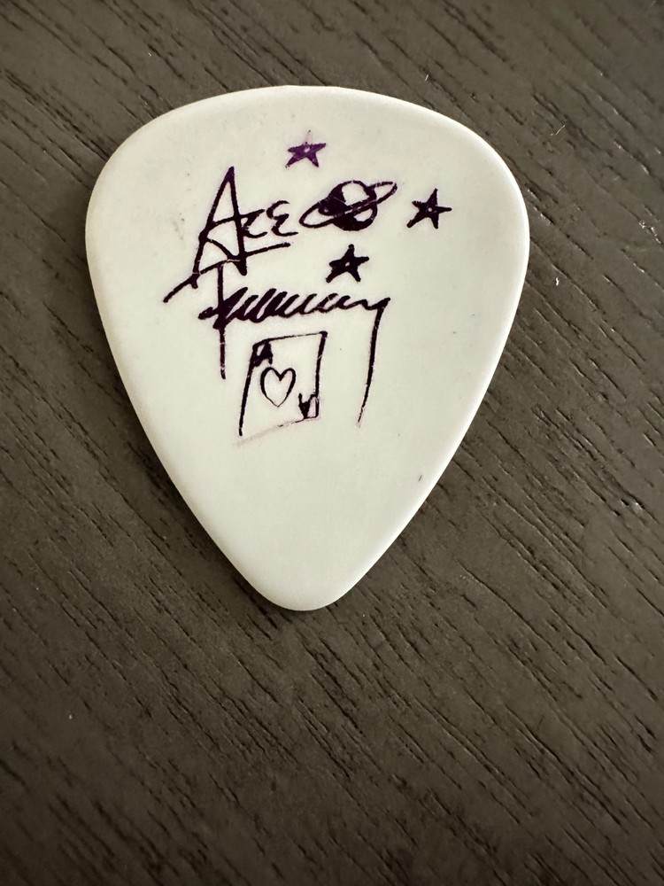 Kiss Ace Frehley Monsters Of Rock Stage Used Set List , Purple Guitar Pick