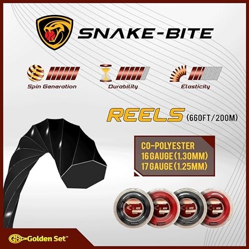 High-Performance Snake-Bite Polyester Tennis String - Durable, Spin-Friendly, 16