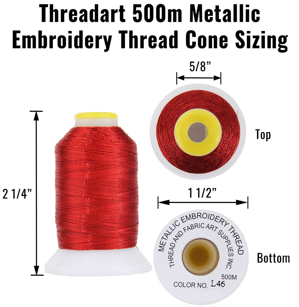 METALLIC EMBROIDERY THREAD SETS - 500M - 40WT - FITS BROTHER BERNINA - THREADART