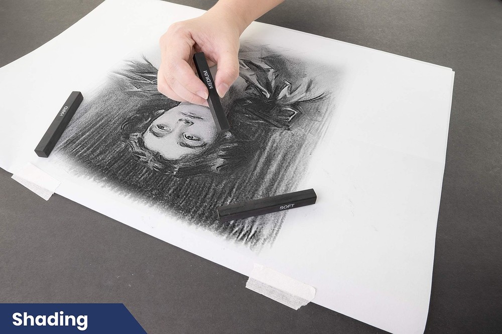 Pacific Arc Compressed Charcoal Sticks Soft 12 Pack for Drawing, Sketching, a...