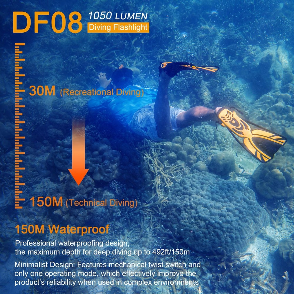 Dive Light Scuba Diving Flashlight Waterproof Torch Safety Dive Light Underwater