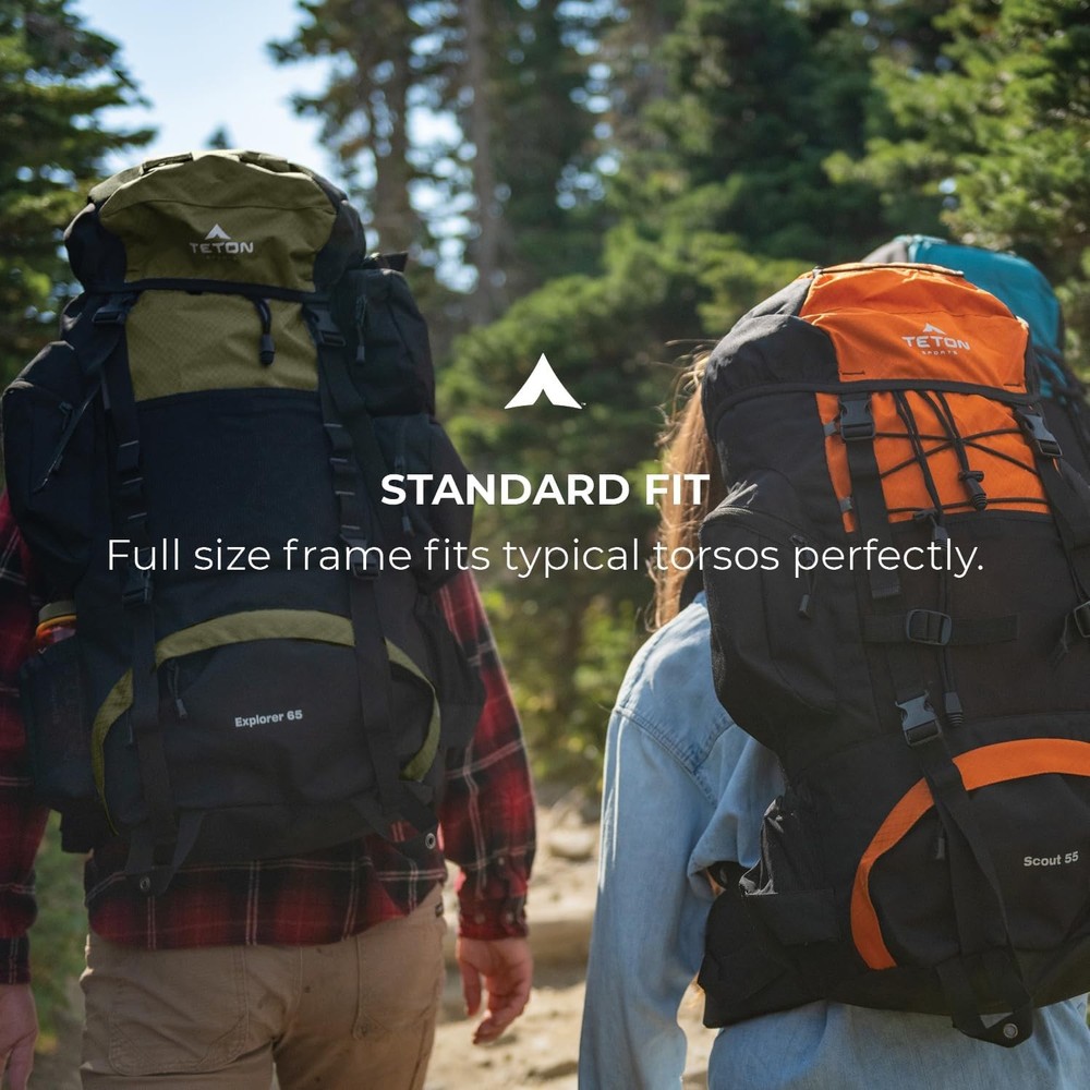Teton 65L Explorer Internal Frame Backpack for Hiking,Camping,Backpacking,Olive