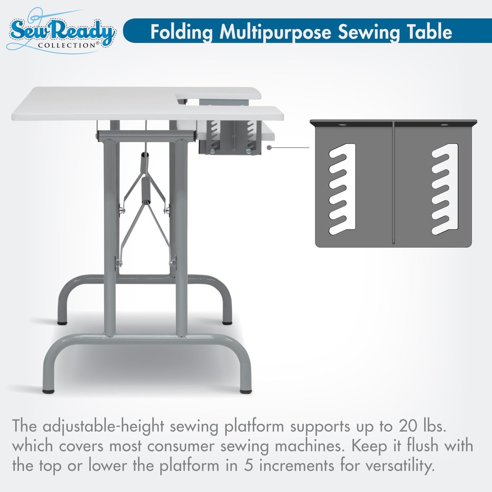 Sew Ready Folding Multipurpose/Sewing Table Craft Table Sturdy Computer Desk, Si