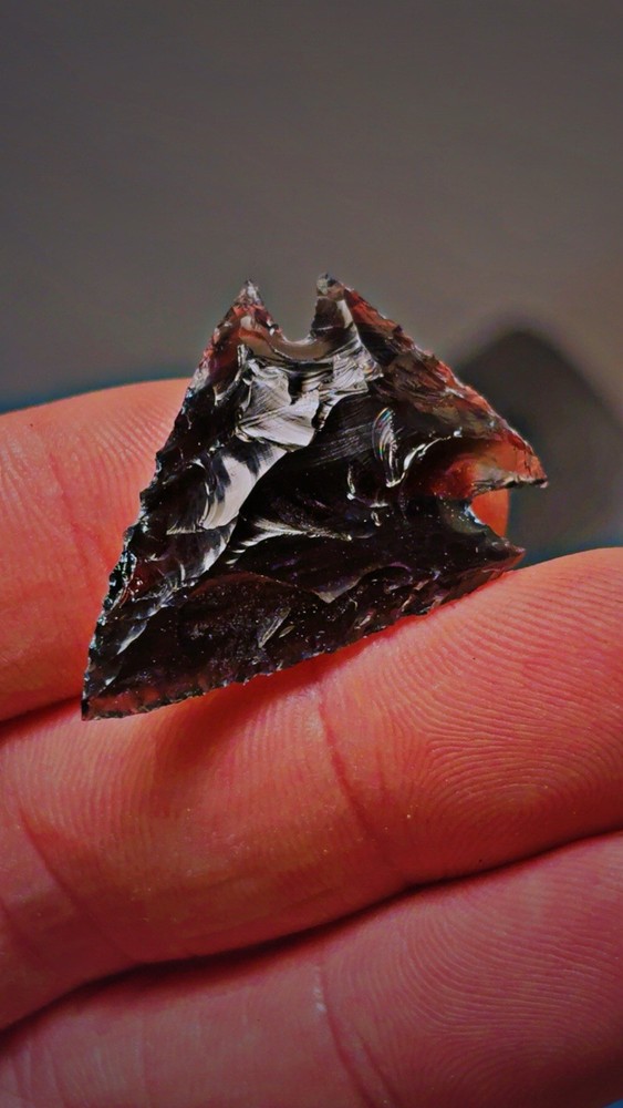 Flintknapped Unique Banded/ Striped Obsidian Arrowhead, Sharp, Beautiful