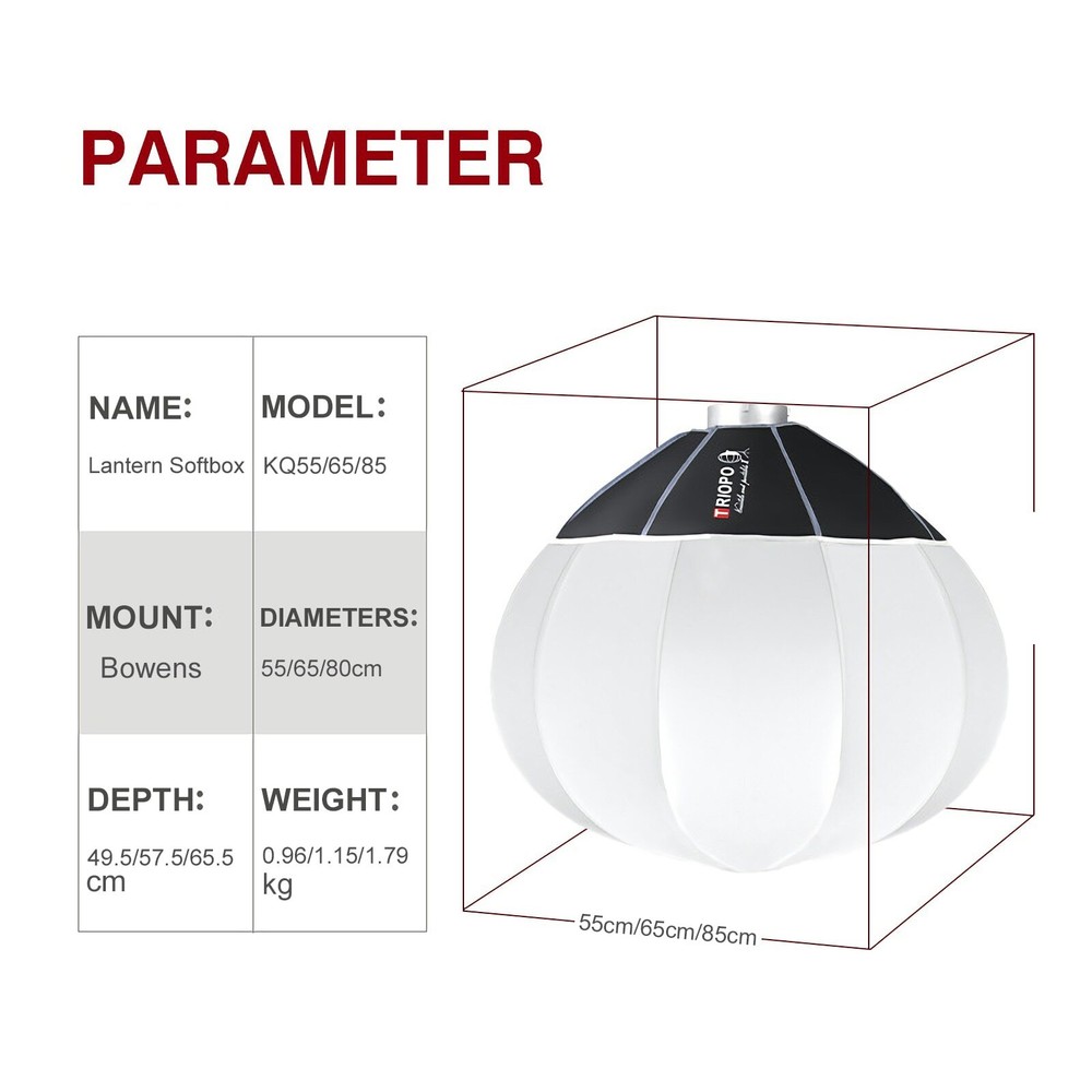 TRIOPO Lantern Softbox Light Modifier 85cm Quick Release for Godox Aputure Bowen