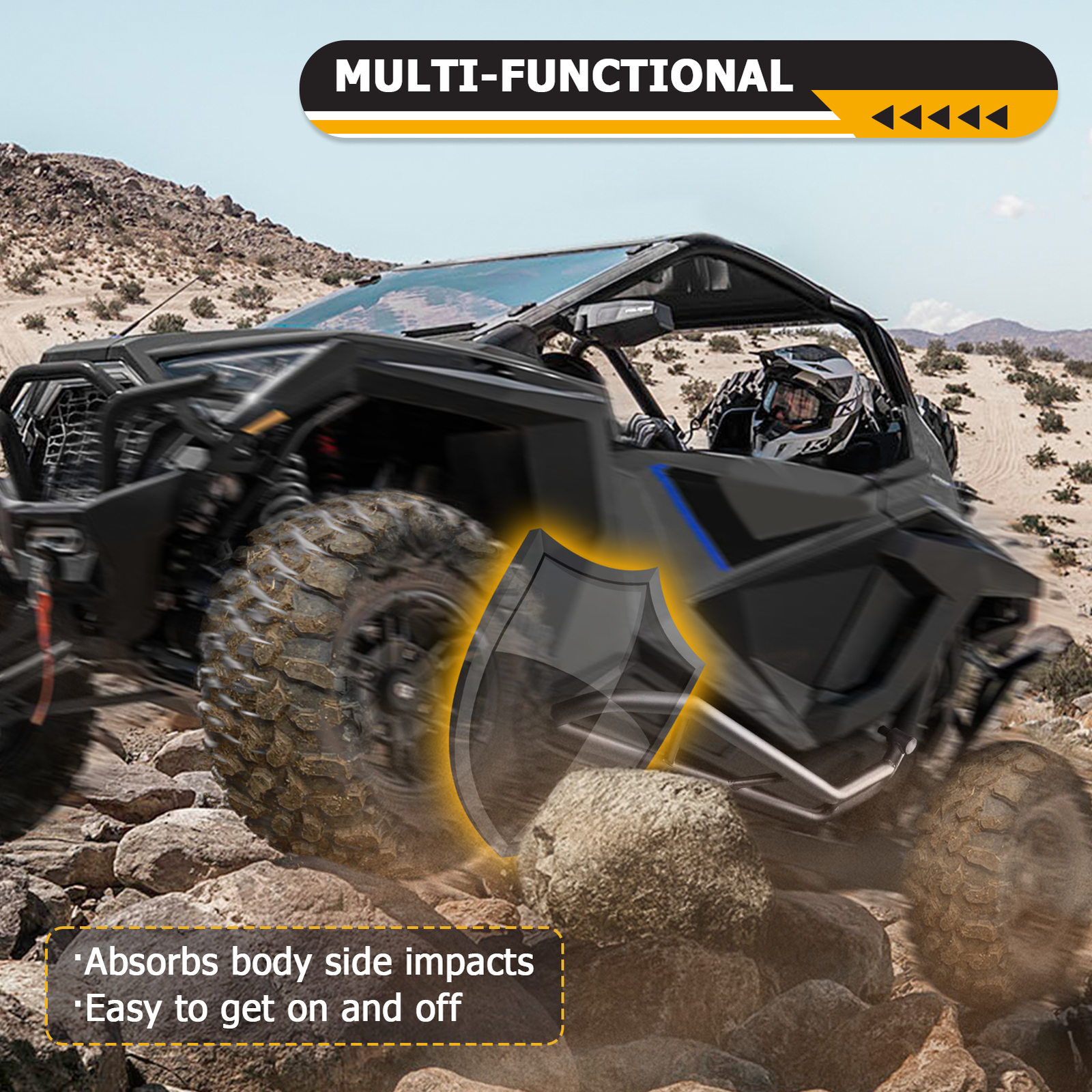 Fits Polaris RZR Pro XP/PRO R STEEL 1.75" Tree Kickers Brush Guard Nerf Bars