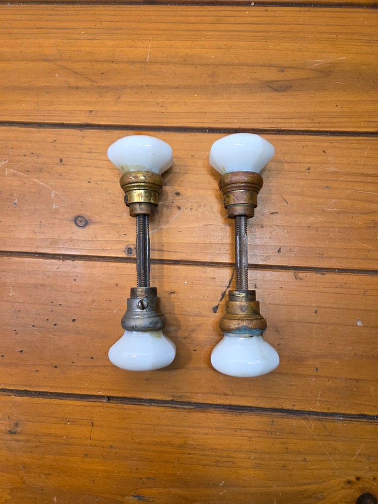 Antique Victorian White Porcelain Ceramic Door Knobs
