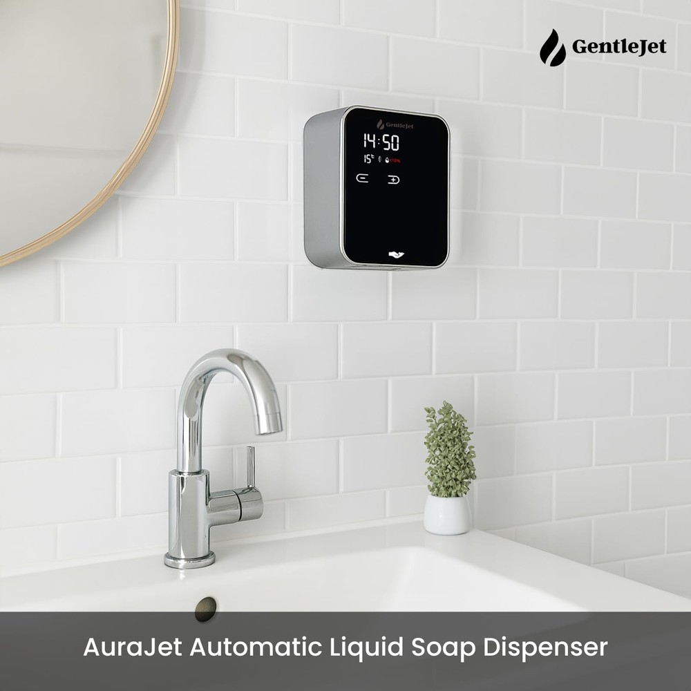 AuraJet Automatic Liquid Soap Dispenser Wall Mount, Touchless Motion Sensor, ...