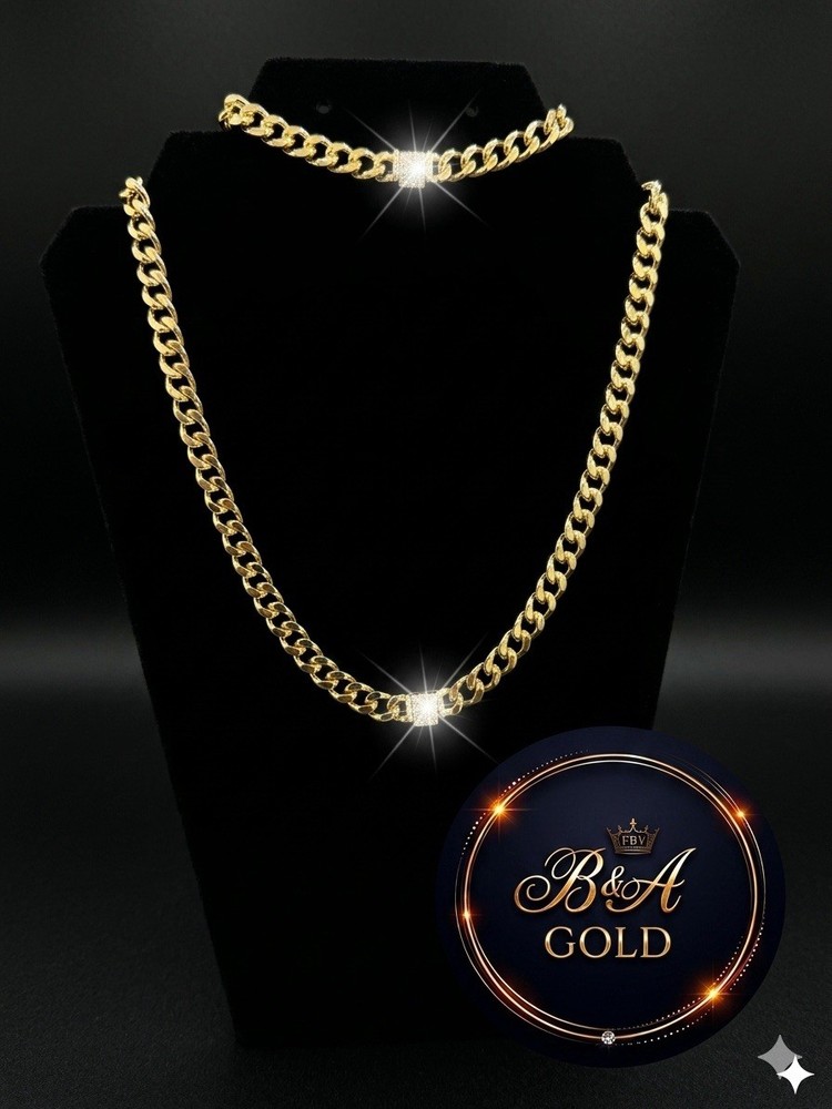 14k laminated gold, Cuban style set