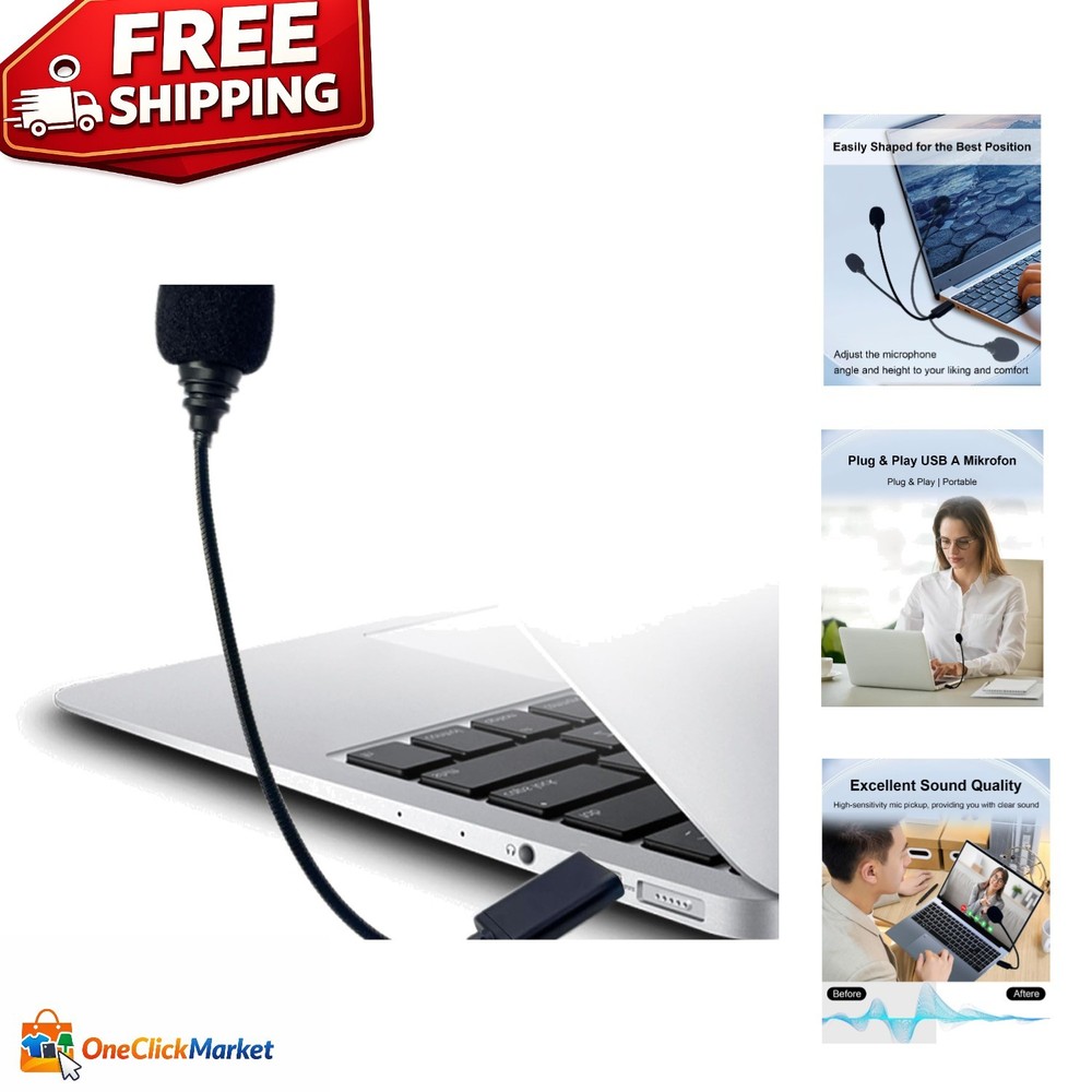 Compact Plug & Play USB Microphone - Crystal Clear Sound for Content Creation
