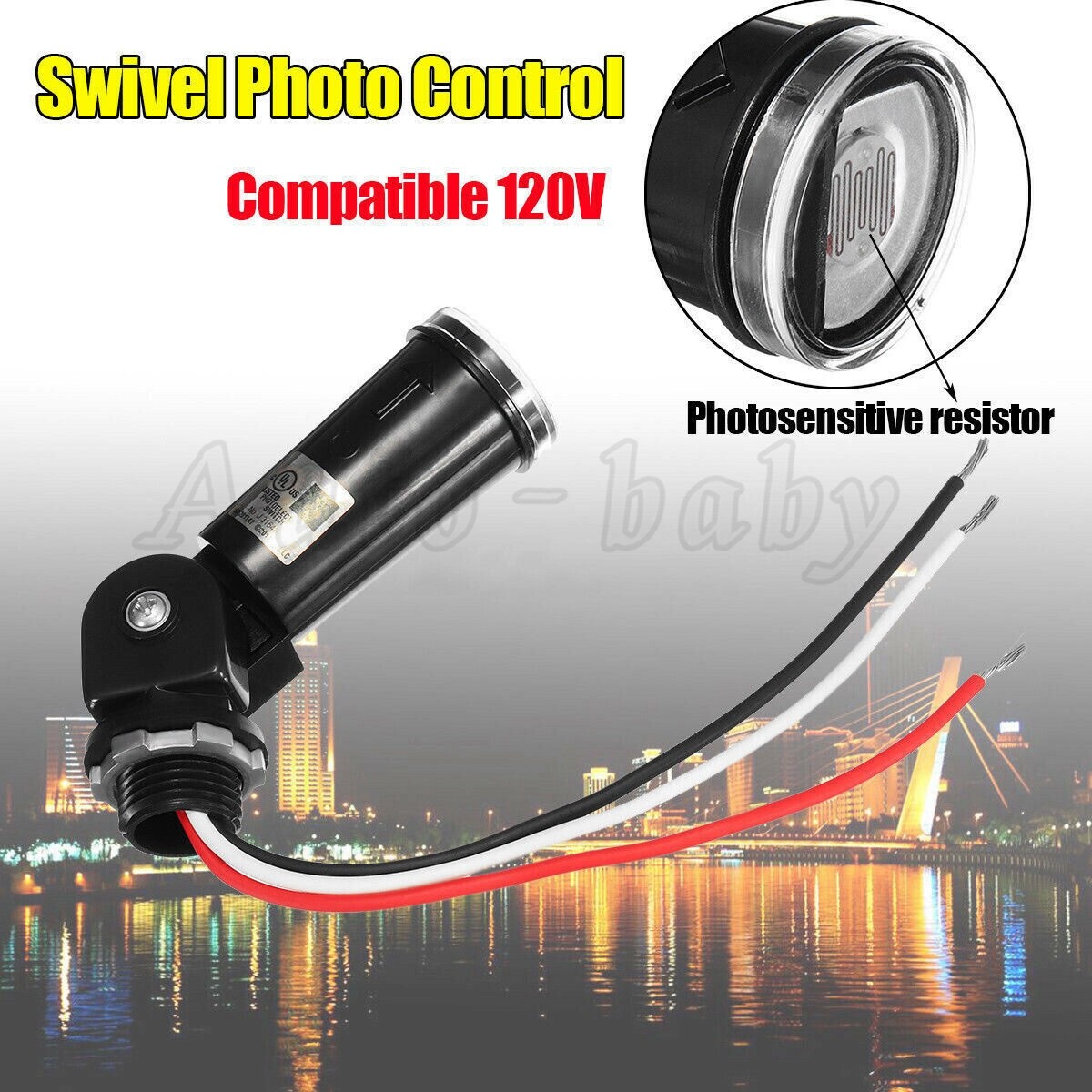 LED 120V Dusk-Dawn Outdoor Swivel Photo Cell Light Control Photocell Sensor J104