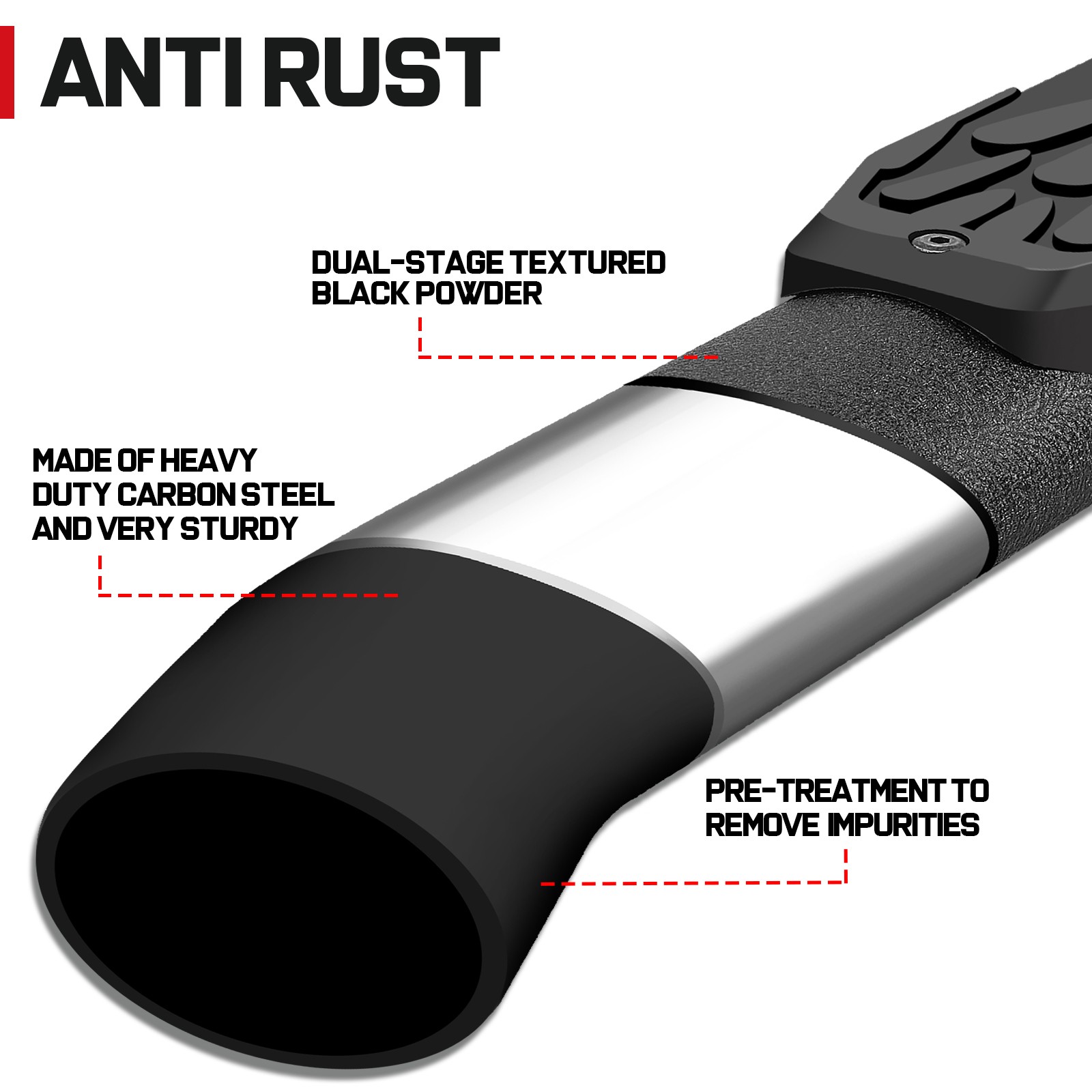 FOR 2011-2021 Jeep Grand Cherokee 3.5" Truck Step Curved Running Boards Nerf Bar