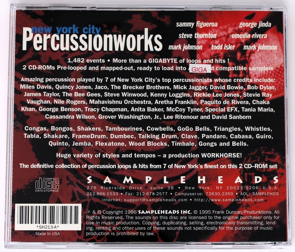 Sampleheads New York City Percussionworks Gigasampler Format Sample/Sampling CD