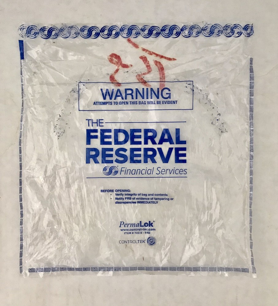 FEDERAL RESERVE BAG - BEP CURRENCY NOTE BRICK SECURITY PLASTIC BAG