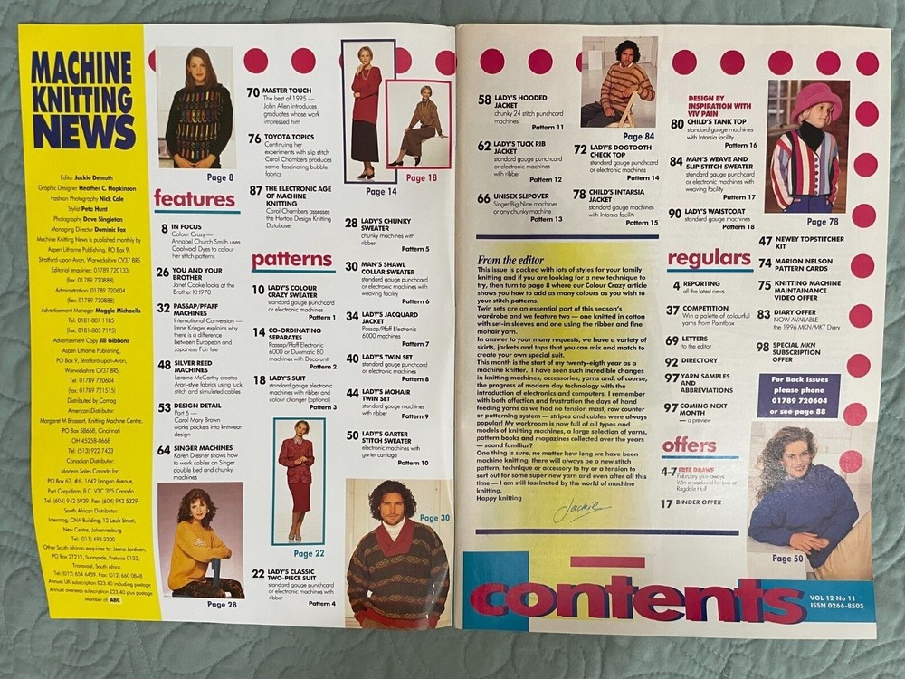 Machine Knitting NEWS -1 issue, May 1996