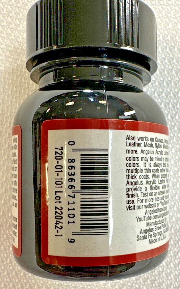 Angelus FLAT BLACK + FLAT WHITE Leather Paint - 1 fl.oz