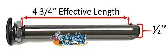 1/2" x 4 3/4" Quick release axle for wheelchairs, BIG button