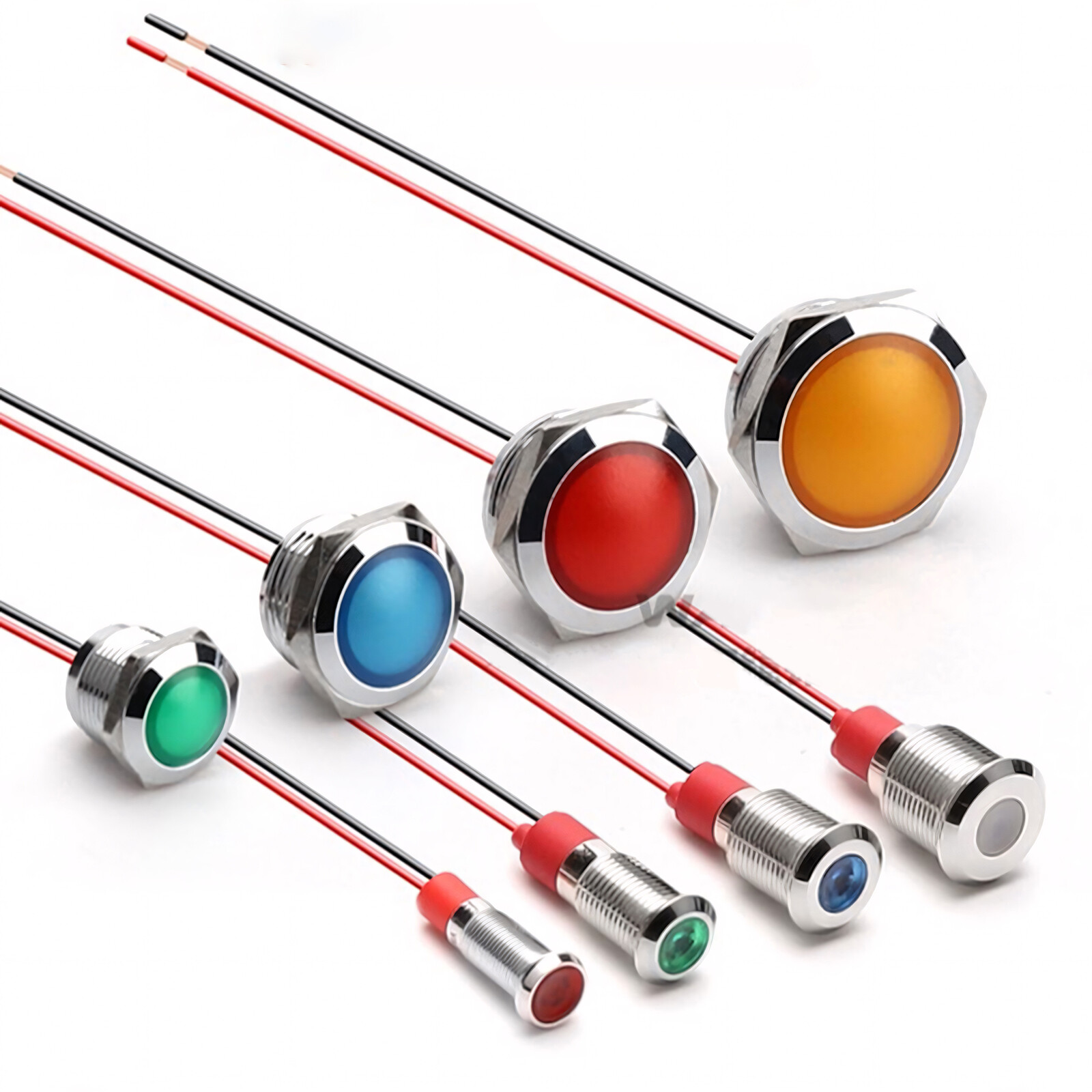 Metal Indicator Light LED Waterproof Small Line Power Signal Light AC/DC 3V-220V