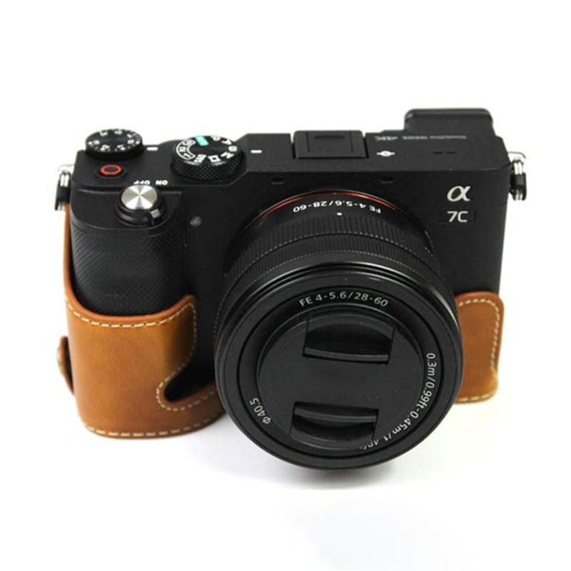 For Sony A7C PU Leather Camera Bag A7C Base Cover shell black green