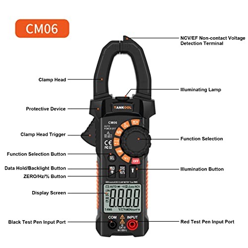 Digital Clamp Meter Multimeter 6000 Counts TRMS, Auto-ranging Amp AC/DC Current