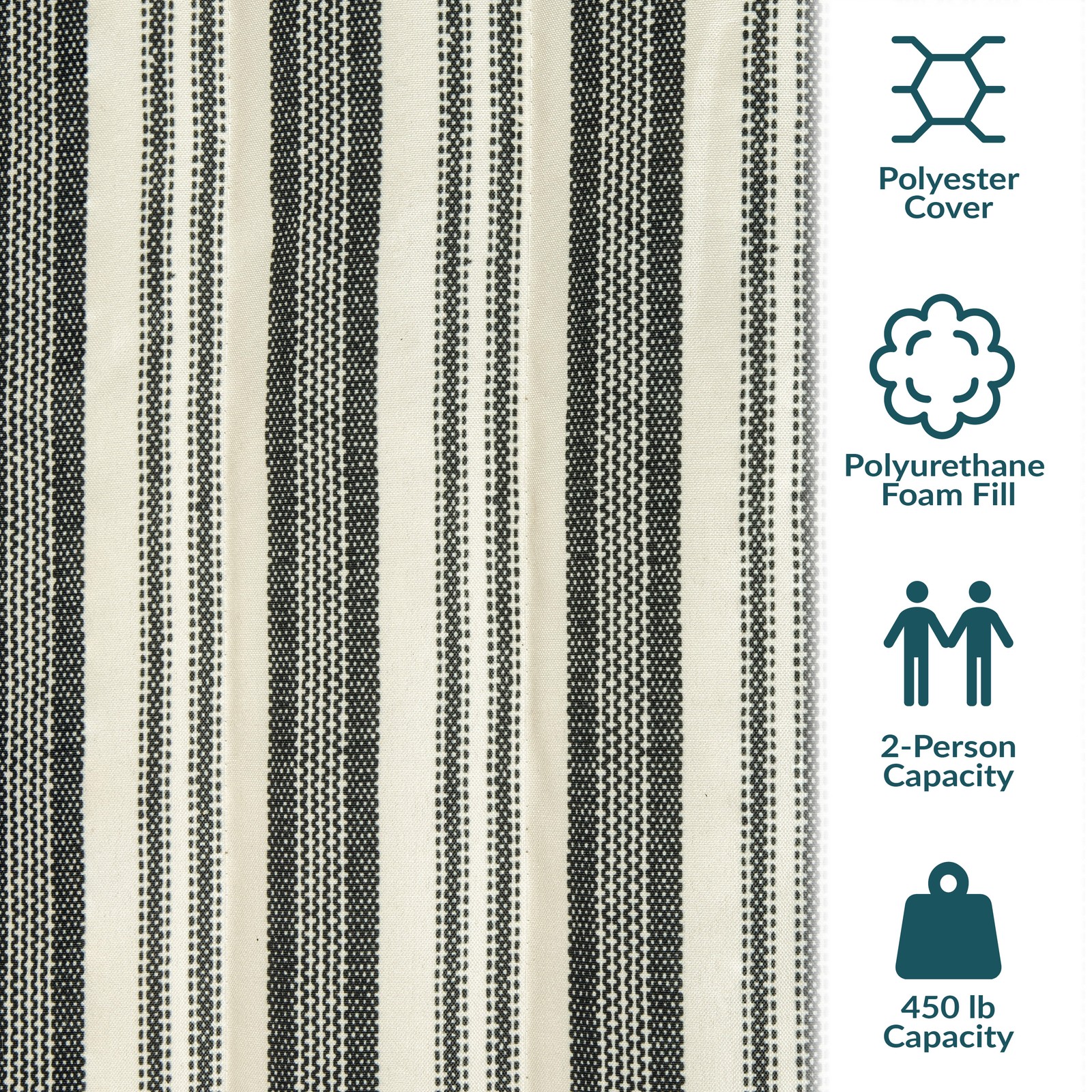 Quilted Hammock with Curved Spreader Bar - Neutral Stripe by Sunnydaze