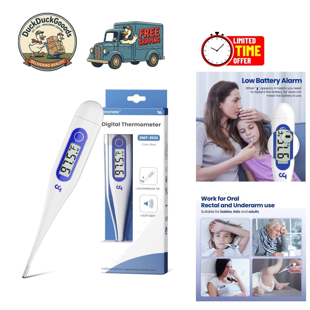 Versatile Digital Thermometer - Oral, Rectal & Armpit Use with Fever Indicator