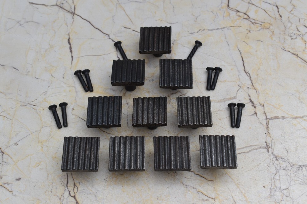 Vintage Cast Iron Square Shape Pulls Drawer Cabinet Door Handle Knobs 10 pcs