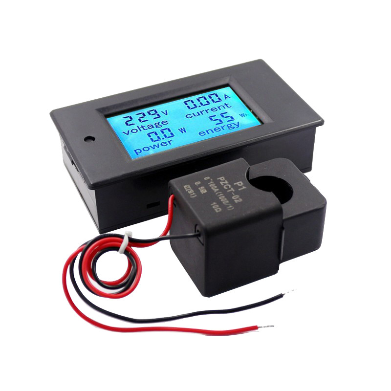 100A AC Digital LCD Current Energy Watt Kwh Panel Meter Ammeter Voltmeter + CT