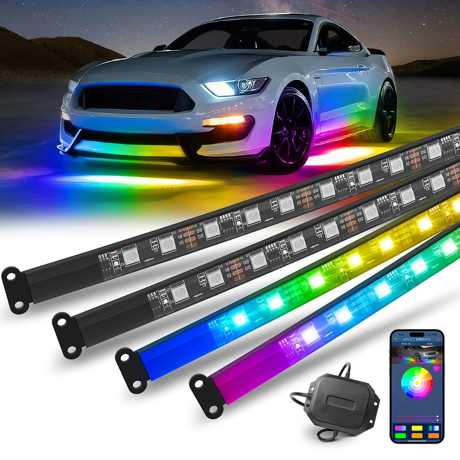 Wireless N3 Car Underglow Light Strips Dream Color Underglow Chasing Neon Lights
