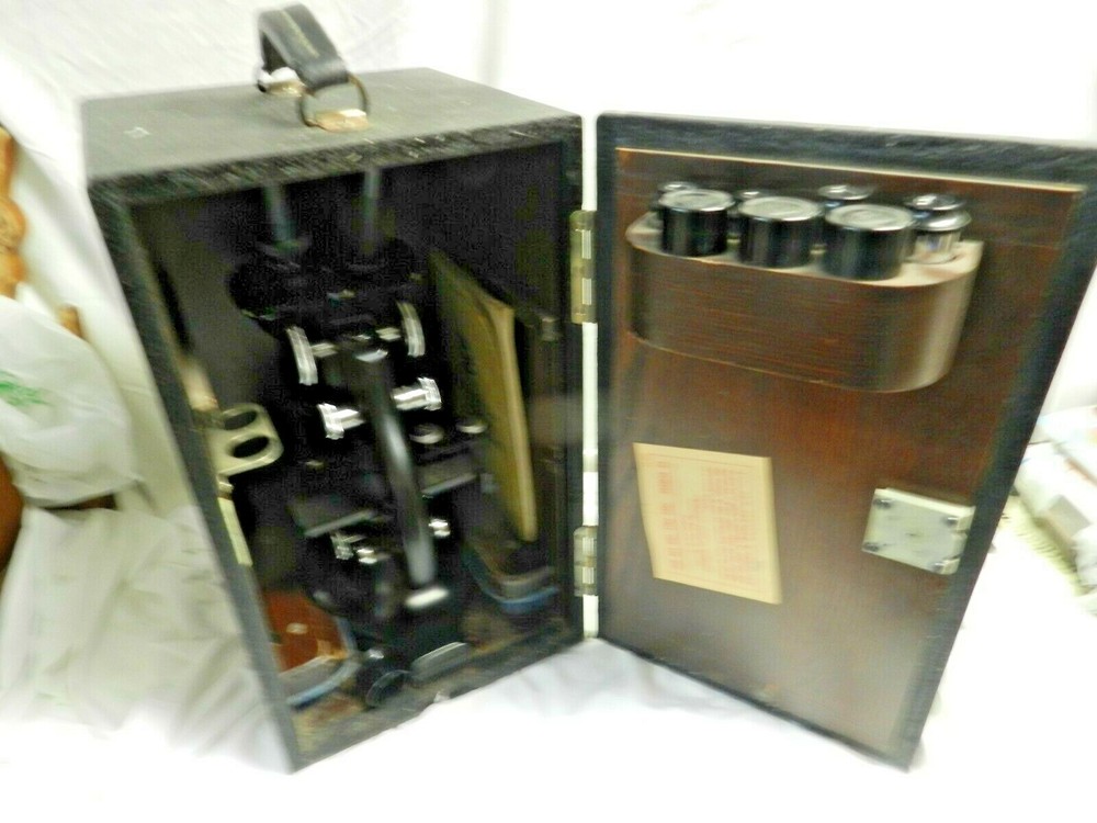 1946 SPENCER Buffalo Binocular Compound Scientific Microscope, Case, Lens, Man..