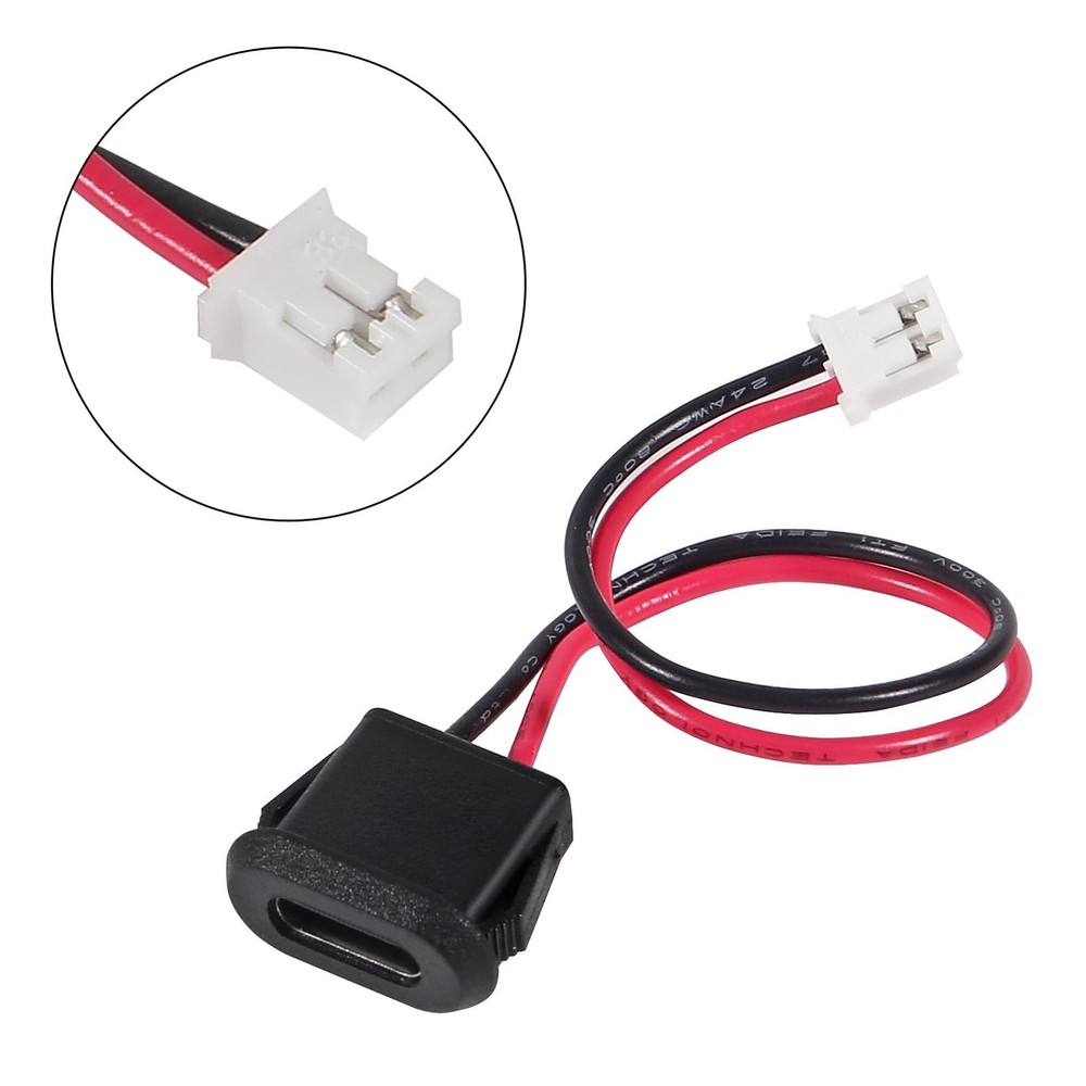 Coliao 20pcs Type-C Female Chassis 2 Pin Socket Small, Black