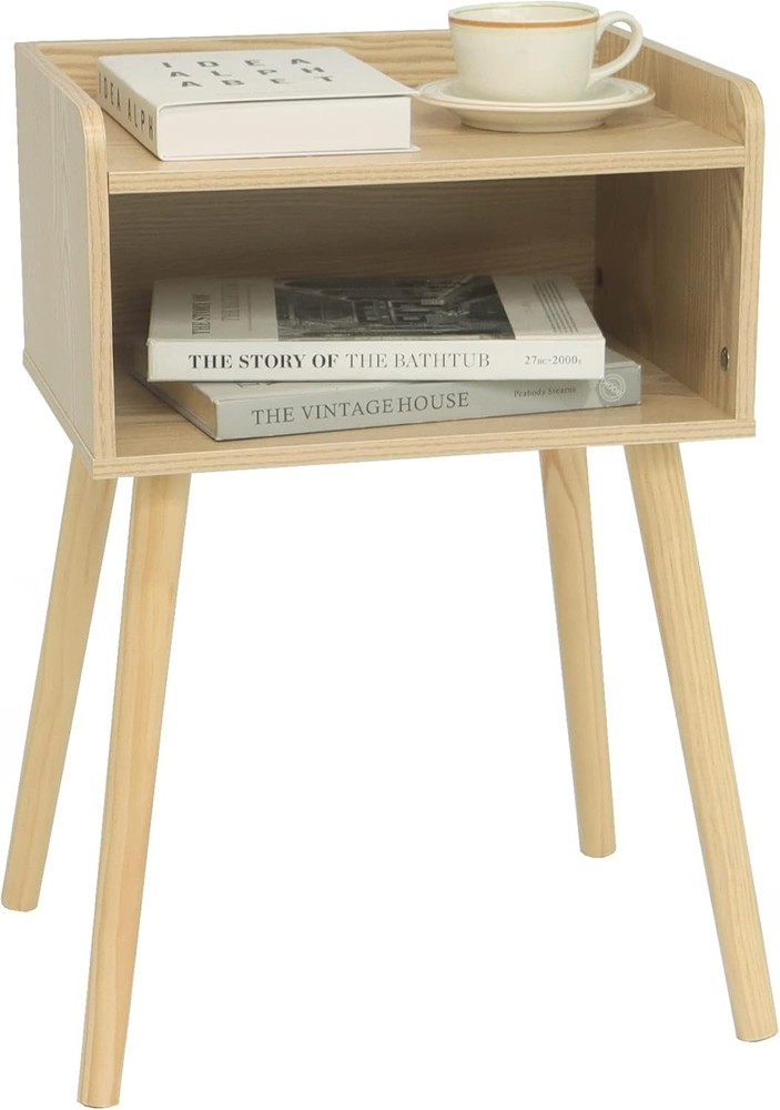 Nightstand, Mid  Modern Side Table Bedroom with Stora,