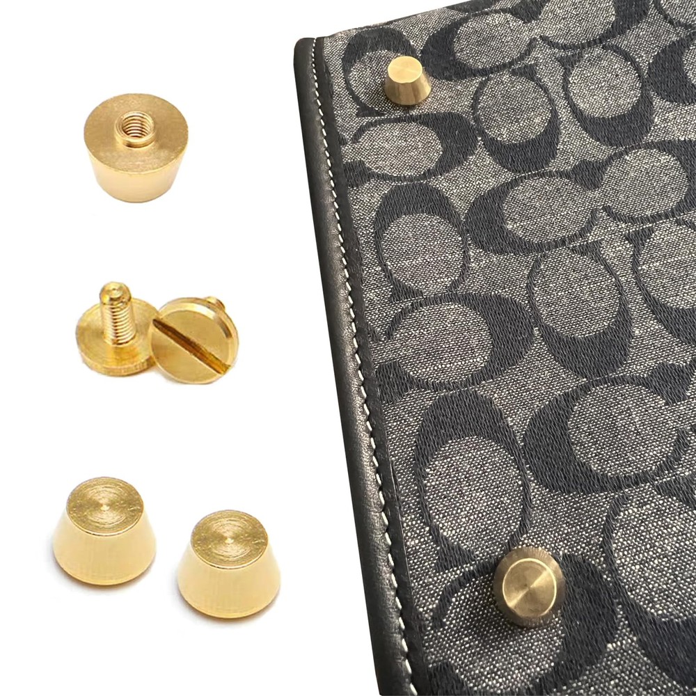 8 Sets Brass Handbag Purse Feet 10mm Rivets Solid Bottom Stud DIY Tools