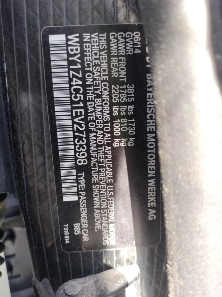 LEFT REAR DOOR WINDOW REGULATOR OEM 2017 BMW I3