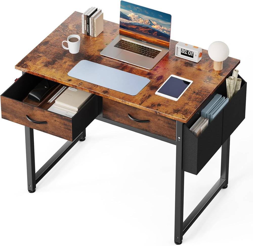 32" Home Office Computer Desk with Drawers, Small Gaming Writing Study Table wit