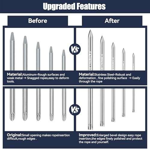 Stainless Steel Rope Splicing Tools Set - 5 Sizes for Double Braid Eye Ropes
