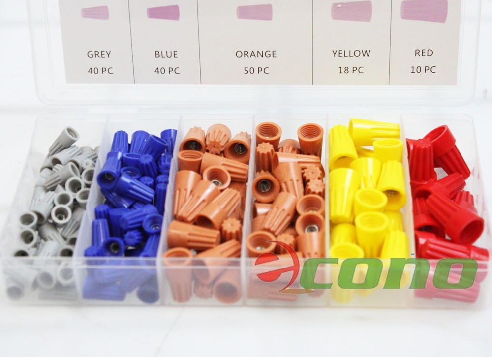 158pc Wire Twist Connectors Assortment Kit Caps Nuts w/Spring Insert Assortment