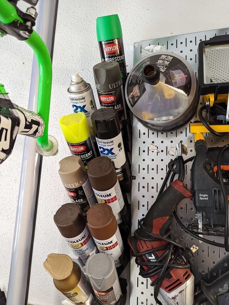 Spray Paint Can Holder Wall Mount - Workshop Organization Tool for Garage Workbe