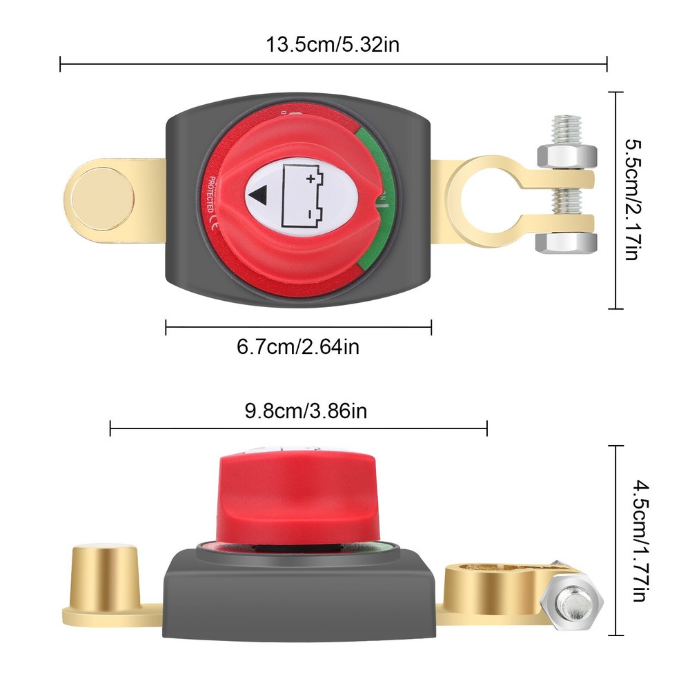 2PCS Battery Disconnect Switch 12-48V Master Battery Power Cut-Off Switch