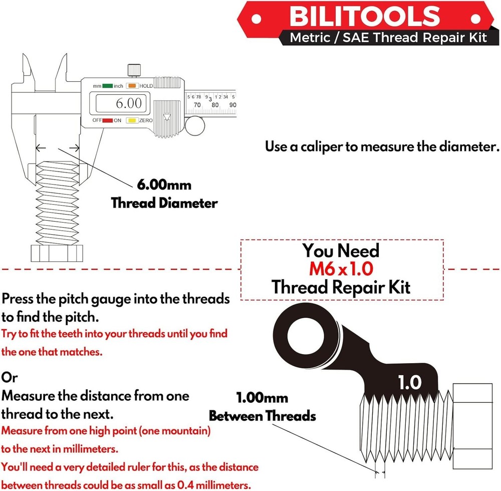 High-Efficiency M6x1.0 Thread Repair Kit - Complete Tool Set in Iron Case