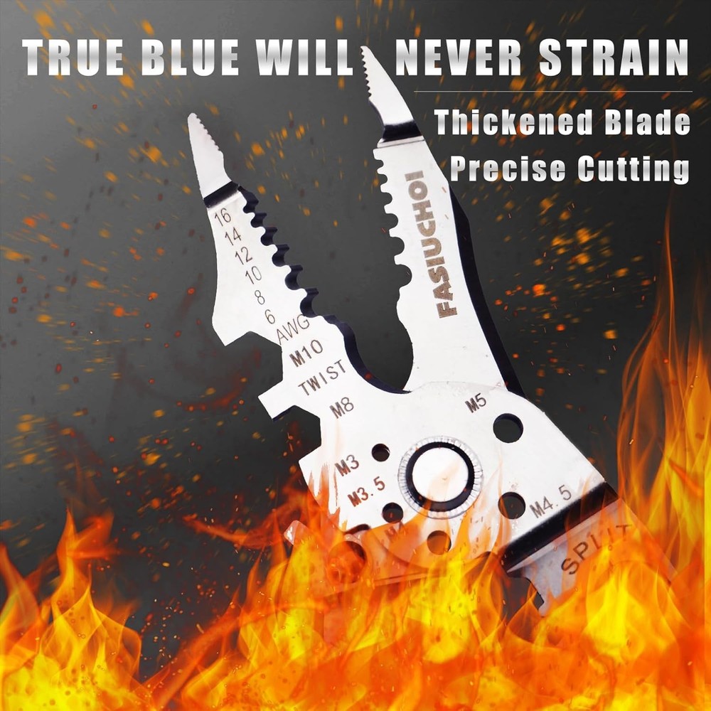 Multi-function Wire Stripper Tool Electrical, 9-in-1 Cutter & Grey