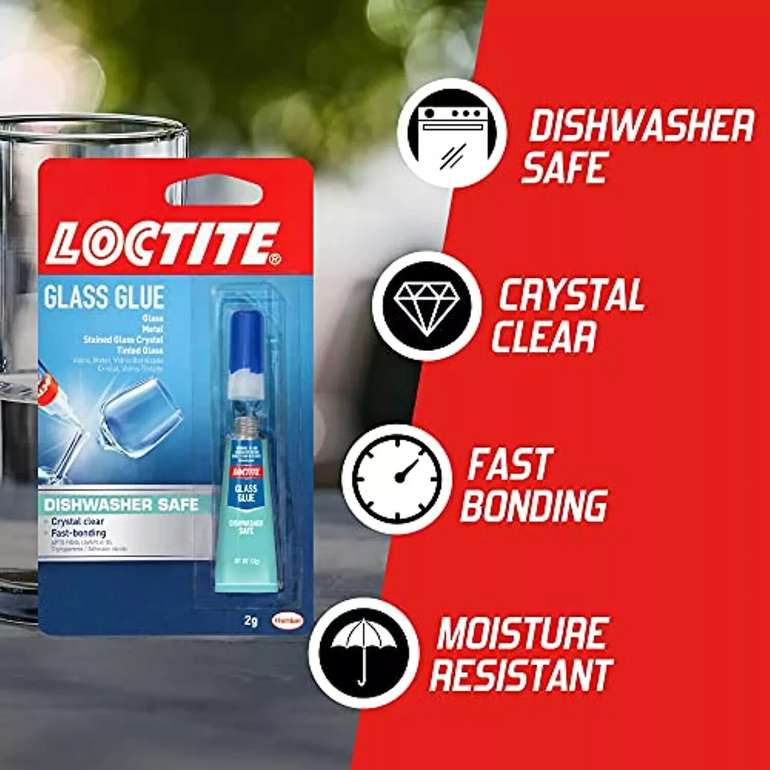 Loctite Glass Glue 2-Gram Tube (233841) Glass Glue Gel Water & Heat Resistant US