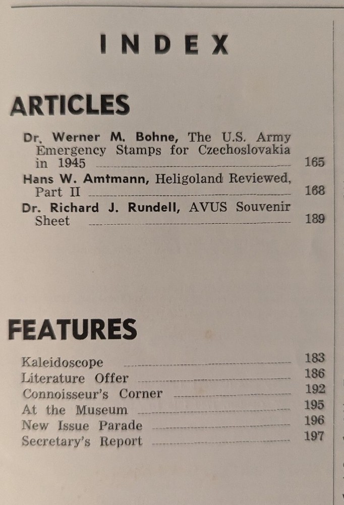 German Postal Specialist May 1972 U.S. Army Emergency Stamps The Czechs 1945